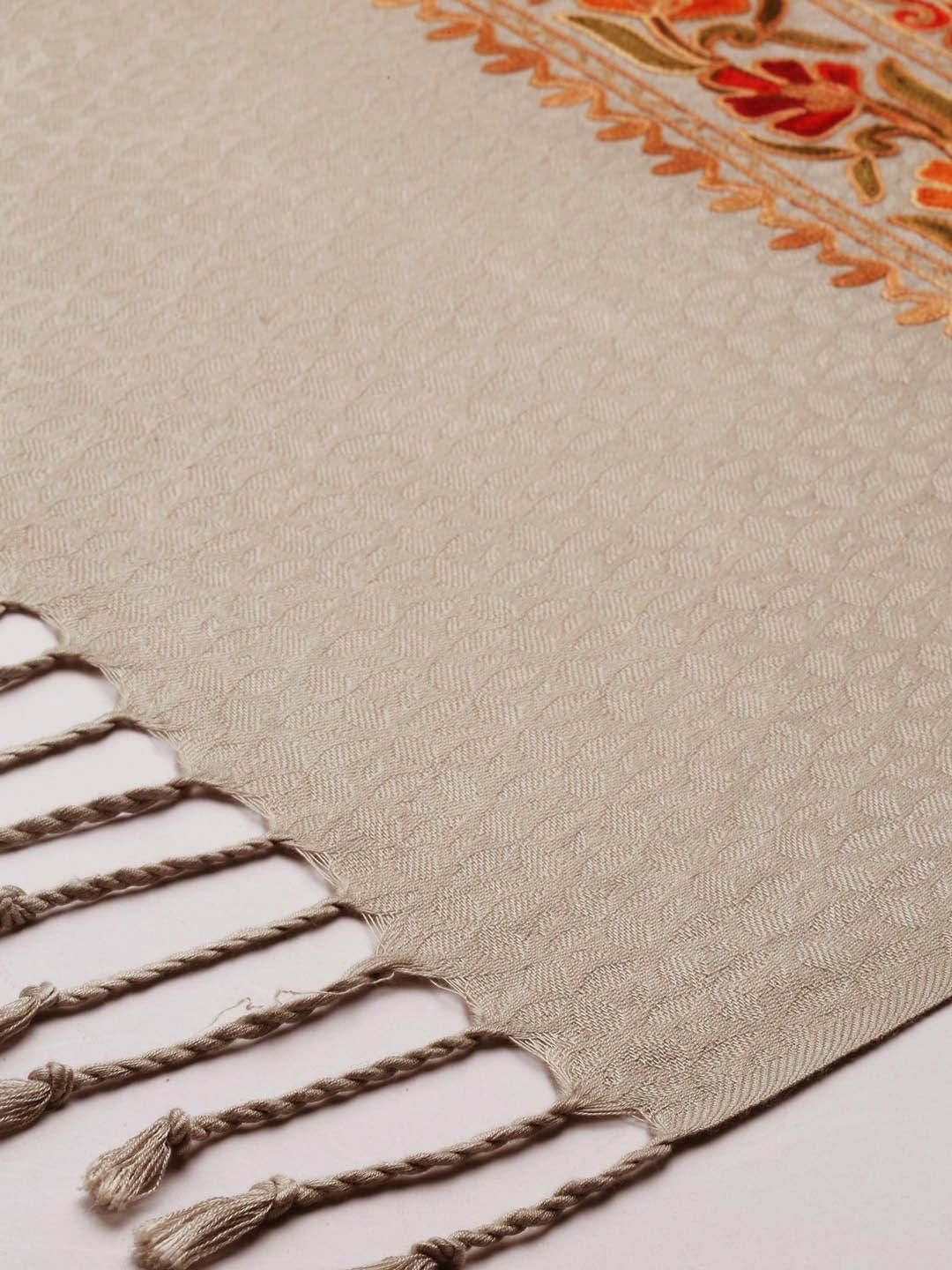 Dhiyona PA Women Beige & Multicolored Embroidered Shawl