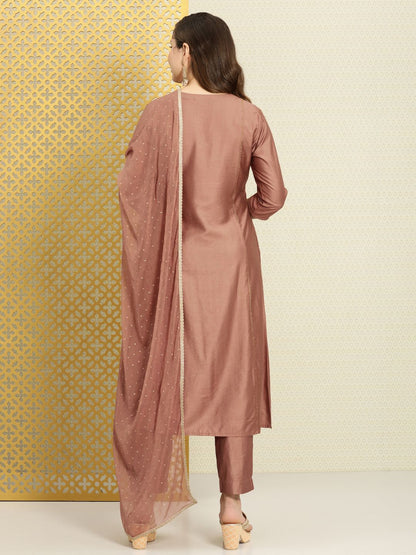 Dhiyona PD Women Women Jashn Taping Detail Kurta & Trousers With Dupatta