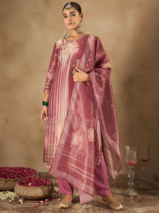 Dhiyona IE Women Floral Printed Regular Kurta with Trousers & With Dupatta