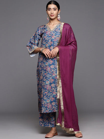 Dhiyona VA Women's Paisley Printed Woolen Kurta Paired with Trousers & Printed Dupatta