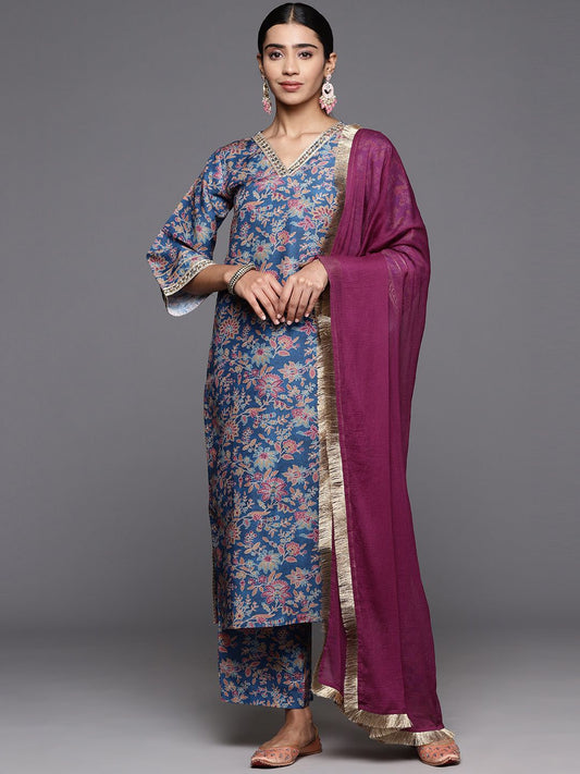 Dhiyona VA Women's Paisley Printed Woolen Kurta Paired with Trousers & Printed Dupatta