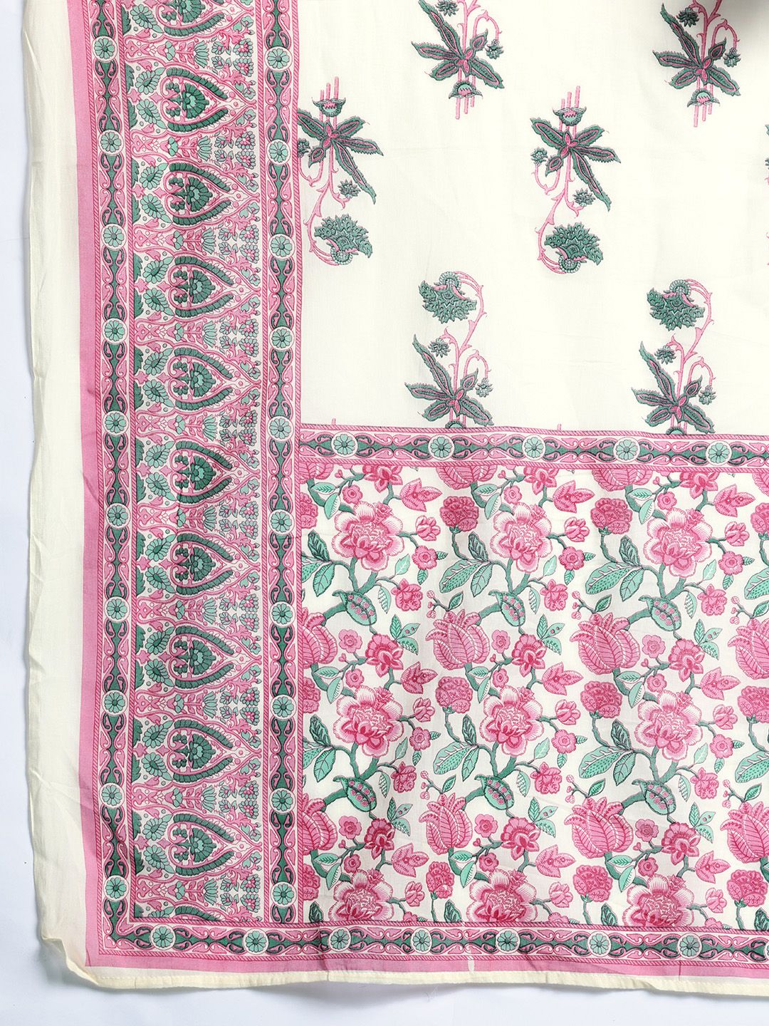 Dhiyona IE Floral Printed Regular Pure Cotton Kurta with Trousers & Dupatta