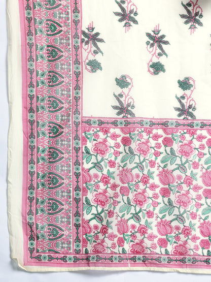 Dhiyona IE Floral Printed Regular Pure Cotton Kurta with Trousers & Dupatta