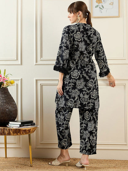 Dhiyona IE Floral Printed Pure Cotton Tunic With Trousers