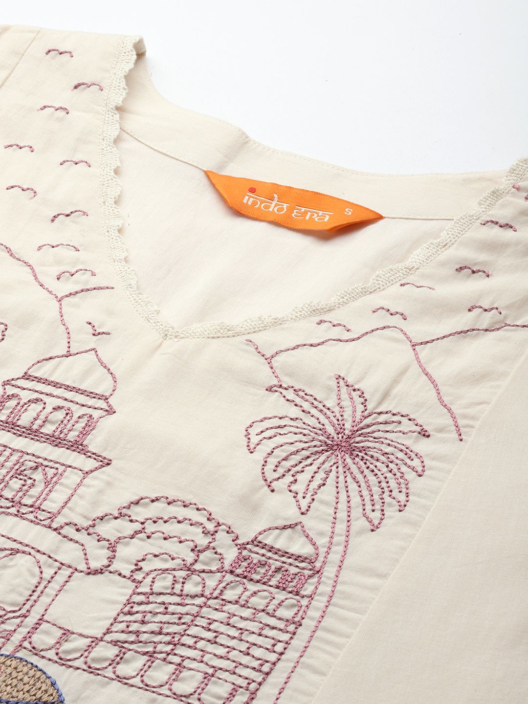 Embroidered Panelled Thread Work Kurta with Trousers