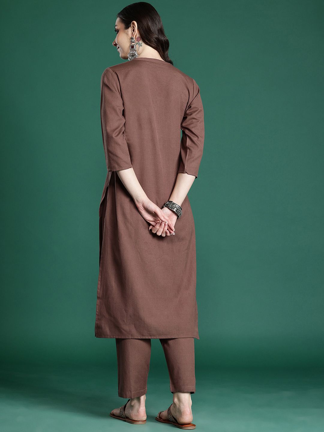 Dhiyona IE Floral Embroidered Pure Cotton Kurta with Trousers