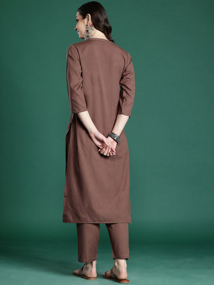 Dhiyona IE Floral Embroidered Pure Cotton Kurta with Trousers