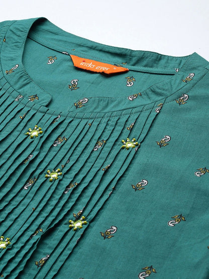 Dhiyona IE Ethnic Motifs Embroidered Pure Cotton Kurta with Trousers & With Dupatta