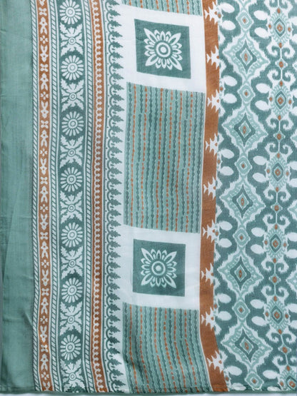 Dhiyona IE Geometric Printed Regular Pure Cotton Kurta with Trousers & Dupatta