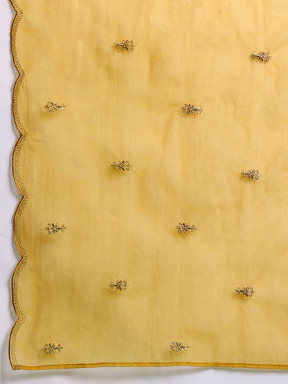 Ethnic Motifs Embroidered Regular Gotta Patti Kurta with Trousers & Dupatta