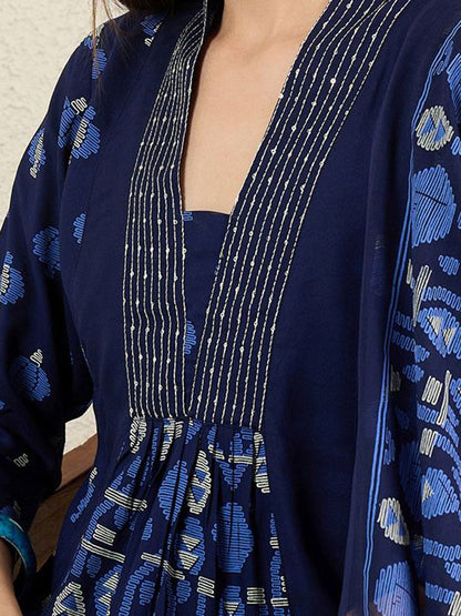 Dhiyona IE Women Quirky Printed Cotton Kurta with Trousers & Dupatta