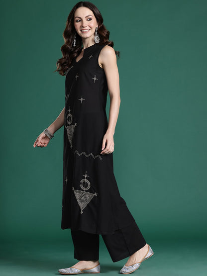 Ethnic Motifs Embroidered Pure Cotton Kurta with Palazzos