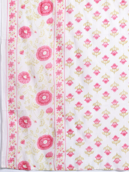 Floral Embroidered Pure Cotton Kurta with Trousers & Dupatta