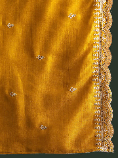 Dhiyona IE Floral Embroidered Thread Work Kurta With Trousers & Dupatta