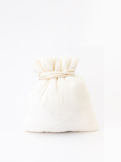 Dhiyona NR White Mirror Work Embroidered Potli Clutch