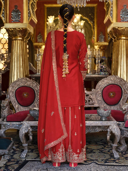 Ethnic Motifs Embroidered Kurta with Palazzos & Dupatta