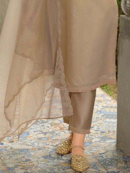 Adults-Women Woven Design Embroidered Kurta with Trousers & Dupatta