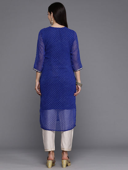 Dhiyona IE Women Floral Yoke Design Gotta Patti Georgette Kurta