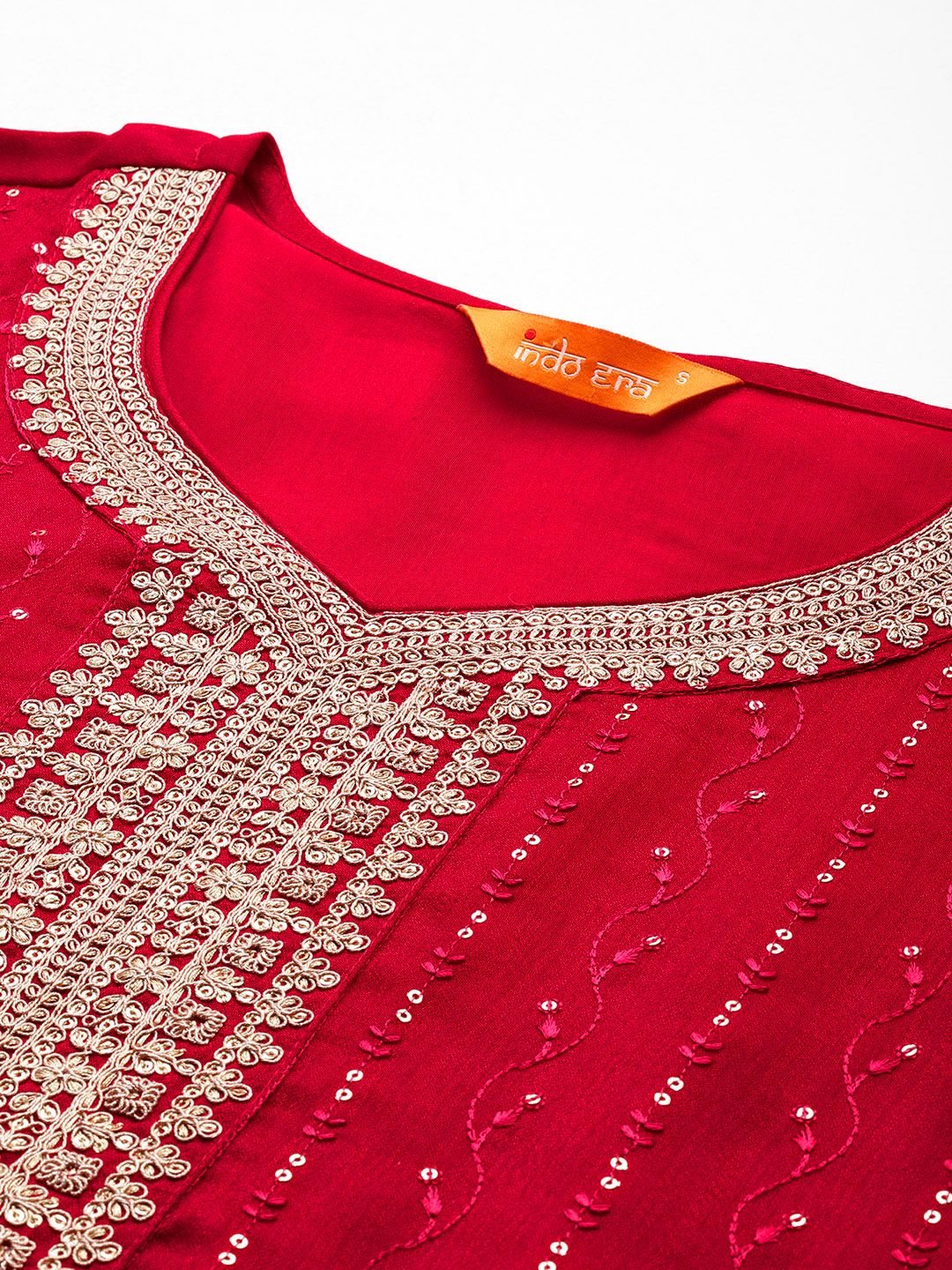 Ethnic Motifs Embroidered Sequinned Kurta with Trousers & With Dupatta