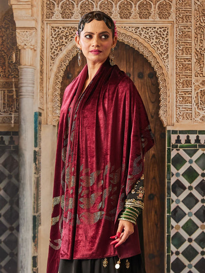 Dhiyona PA Women Paisley Velvet Shawl