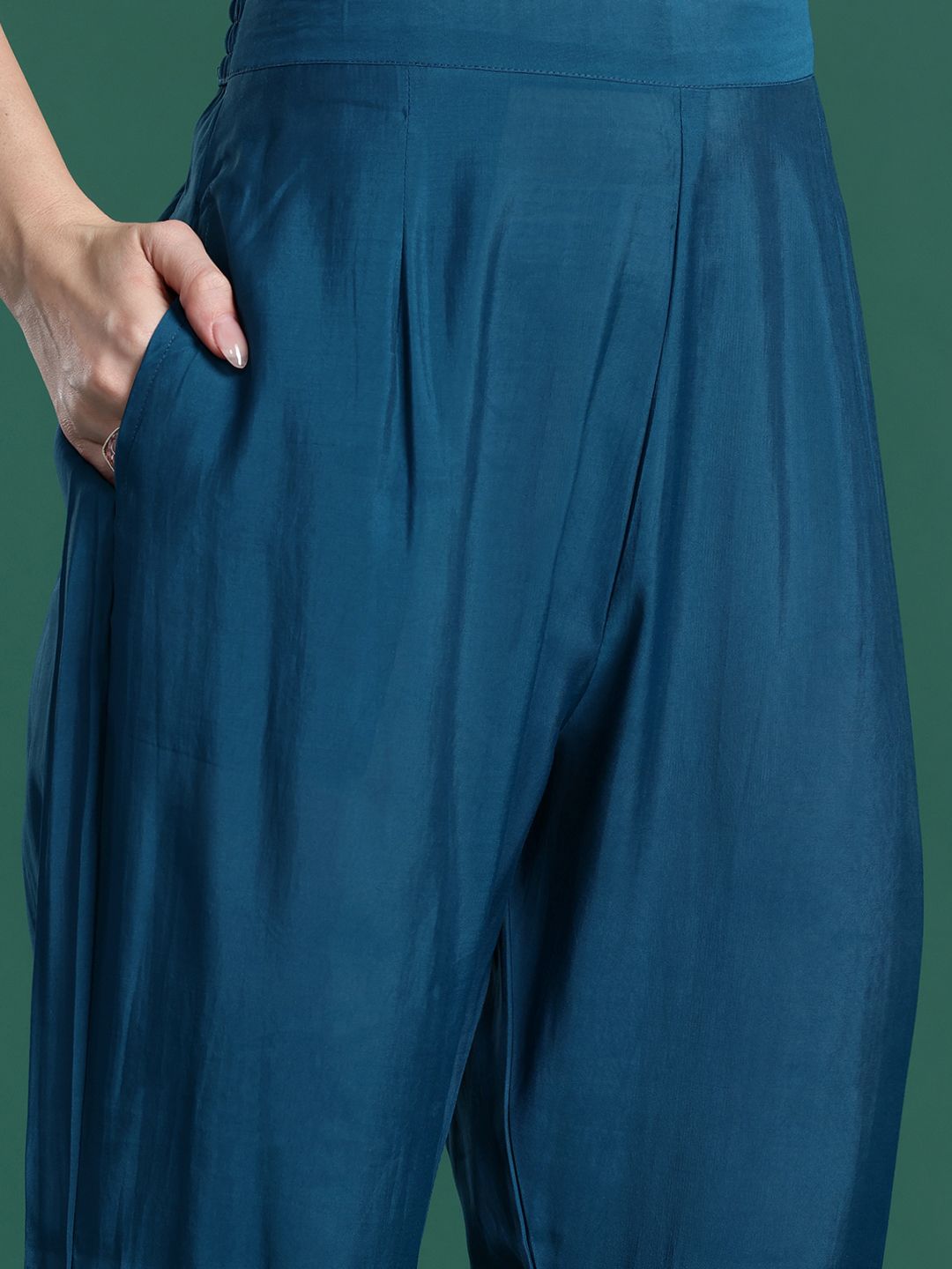 Embroidered Sequinned Kurta with Trousers & With Dupatta