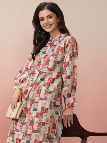 Dhiyona VA Women'sGeometric Printed Kurta With Dhoti Pant