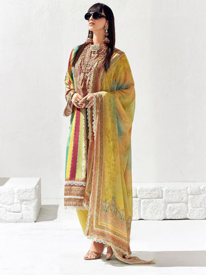 Dhiyona IE Women Ethnic Motifs Printed Regular Thread Work Kurta Trousers With Dupatta