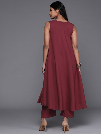 Dhiyona VA Women'sPleated Silk Crepe Kurta with Trousers