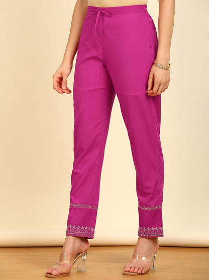 Dhiyona SO Women's Straight Pure Cotton Kurta With Trousers & Dupatta