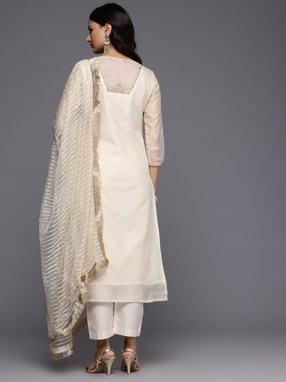 Dhiyona VA Women'sFloral Yoke Design Regular Sequinned Kurta With Trousers & Dupatta