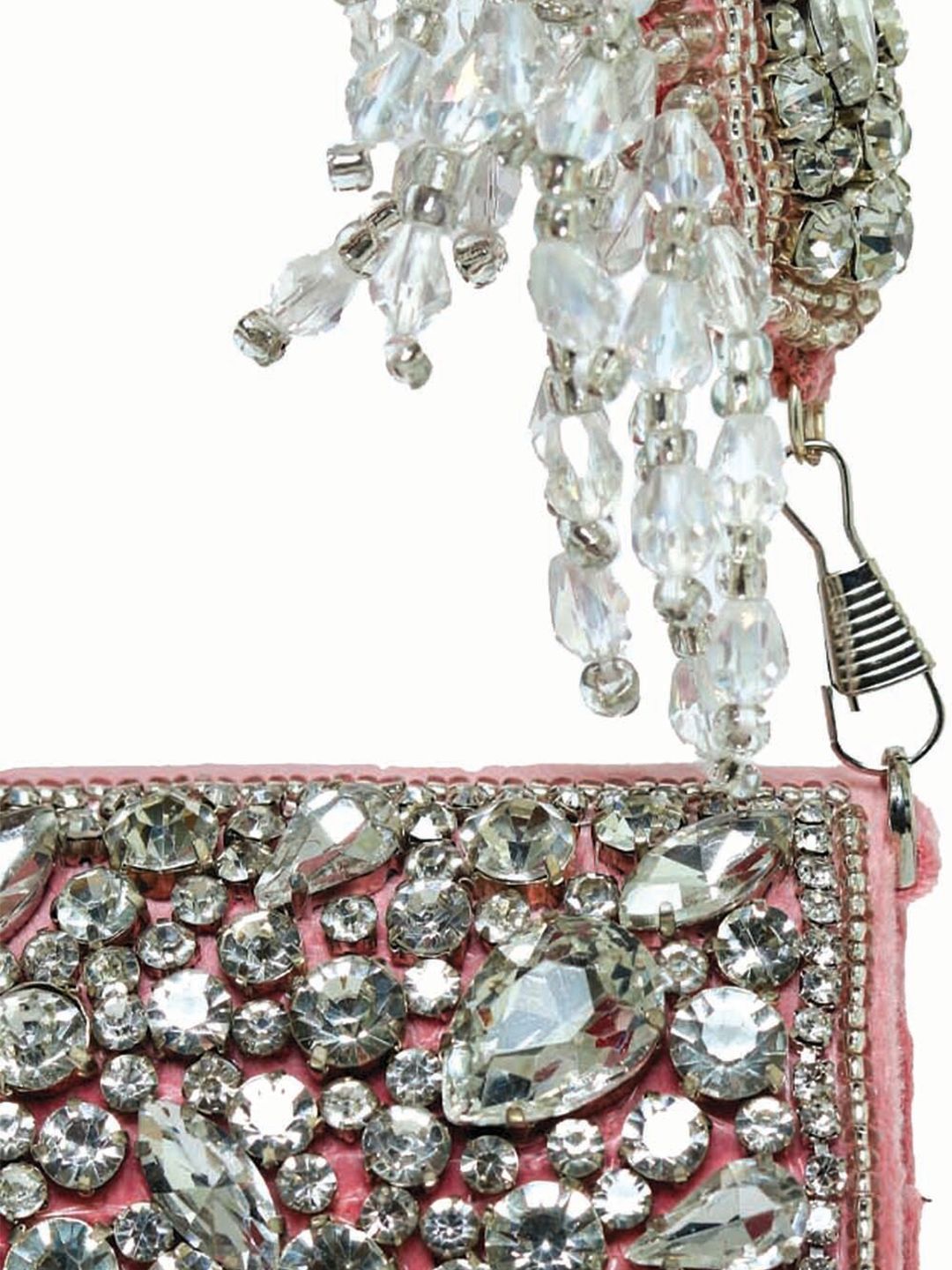 Dhiyona NR Women Rose & White Embroidered Box Clutch