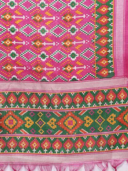 Dhiyona VA Women'sGeometric Woven Design Thread Work Straight Kurta With Trousers & Dupatta