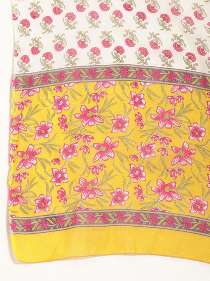 Dhiyona PD Women Women Mustard Yellow Printed Rozana Kurta with Trousers & With Dupatta