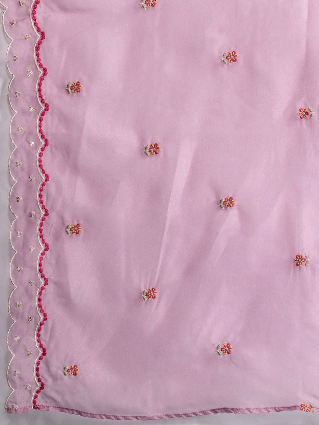 Floral Embroidered Thread Work Kurta with Trousers & With Dupatta