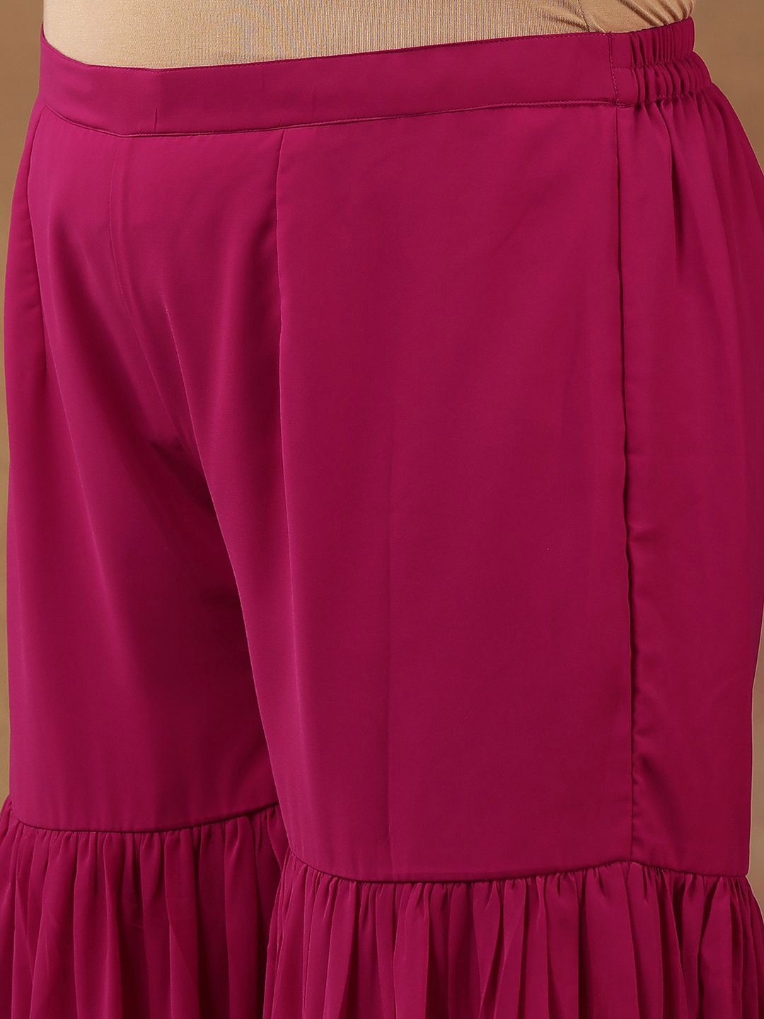 Dhiyona IN Plus Size Embroidered Sequin Georgette Straight Kurta With Sharara & Dupatta