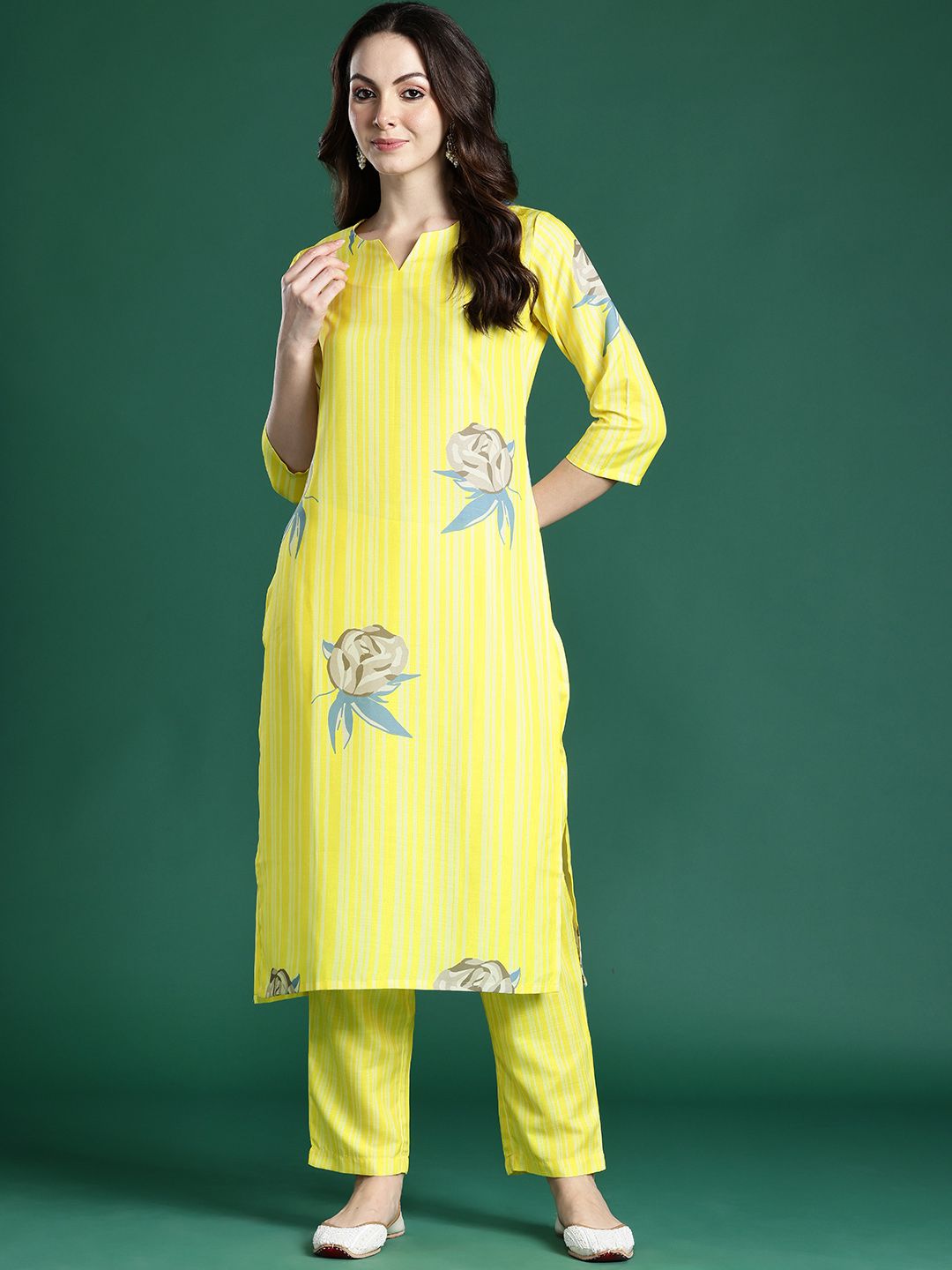 Floral Printed Regular Kurta with Trousers