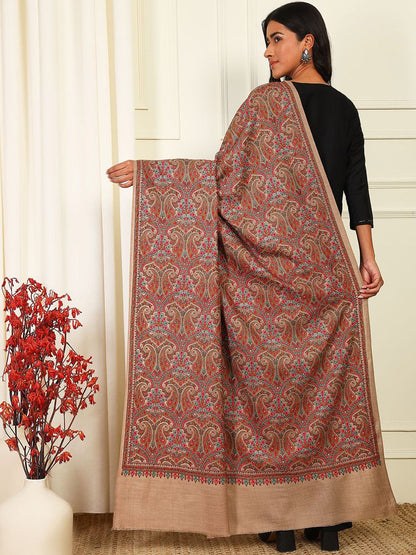 Dhiyona PA Paisley Embroidered Woollen Silk Shawl
