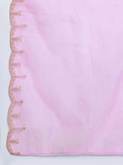 Ethnic Motifs Embroidered Thread Work Liva Kurta with Trousers & With Dupatta