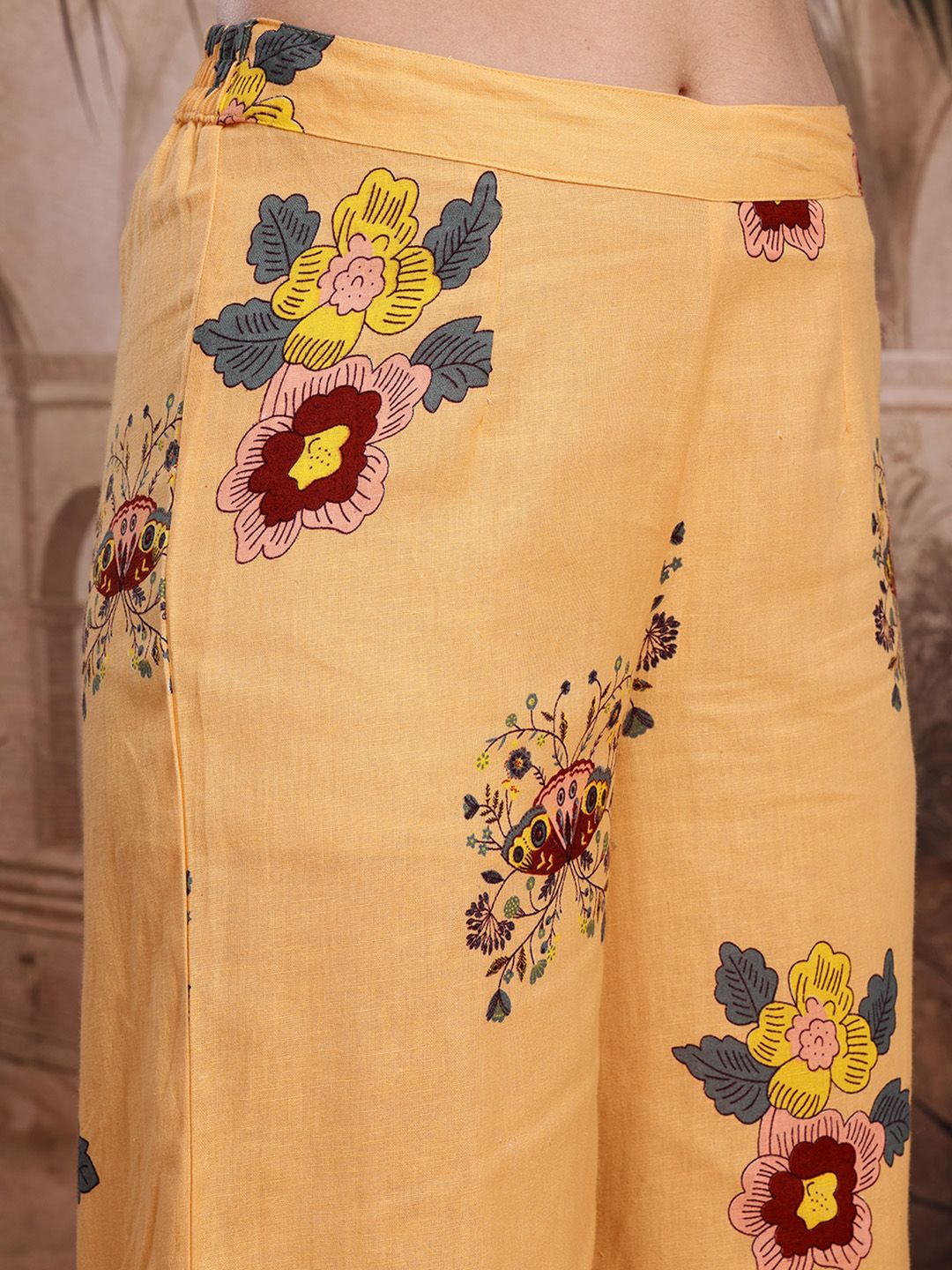 Dhiyona SN Women's Floral Printed Pure Cotton Kurta With Palazzos