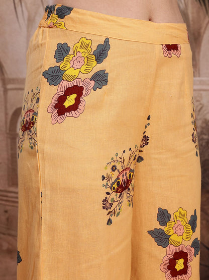 Dhiyona SN Women's Floral Printed Pure Cotton Kurta With Palazzos