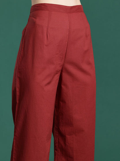 Dhiyona IE Embroidered A-Line Top With Palazzos Co-Ords