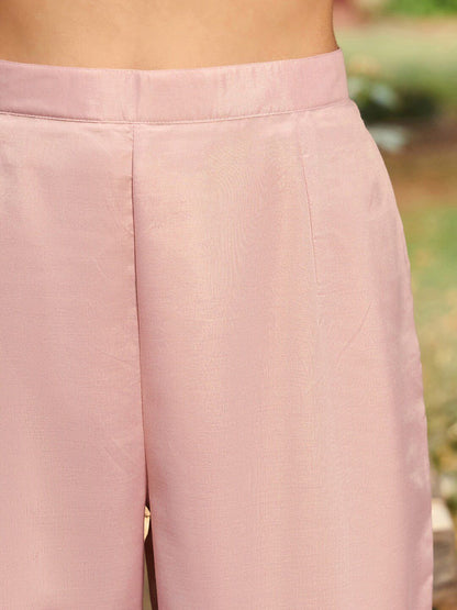 V Neck Floral Embroidered Panelled A Line Kurta with Trouser & Dupatta