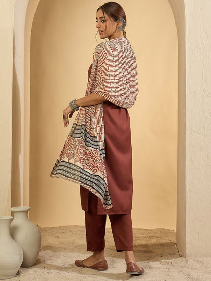 Dhiyona IE Women Regular Kurta with Trousers & Dupatta