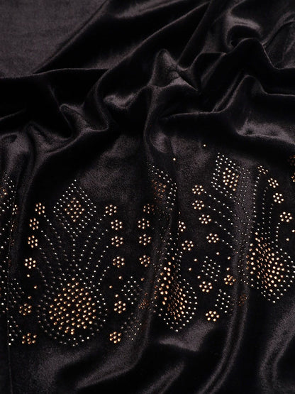 Dhiyona PA Women Black Solid Velvet Crystal Shawl