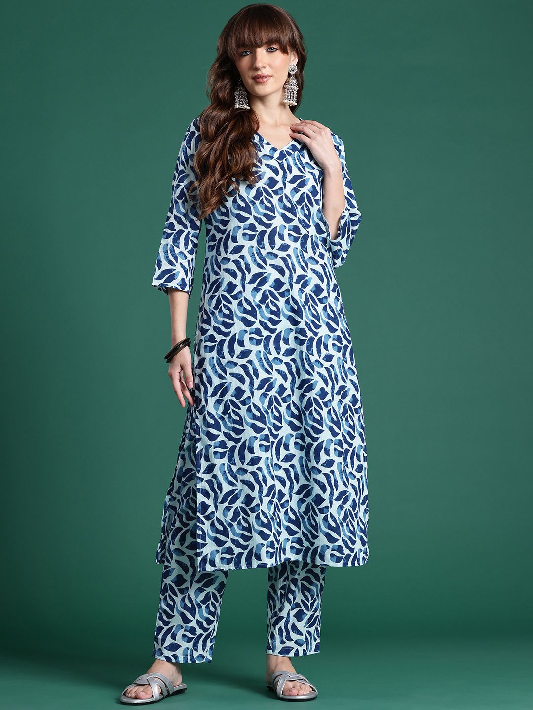Printed Regular Pure Cotton Kurta & Trousers