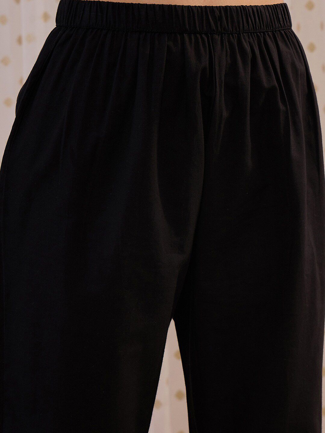 Floral Embroidered V-Neck Pure Cotton Straight Kurta with Trousers & Dupatta