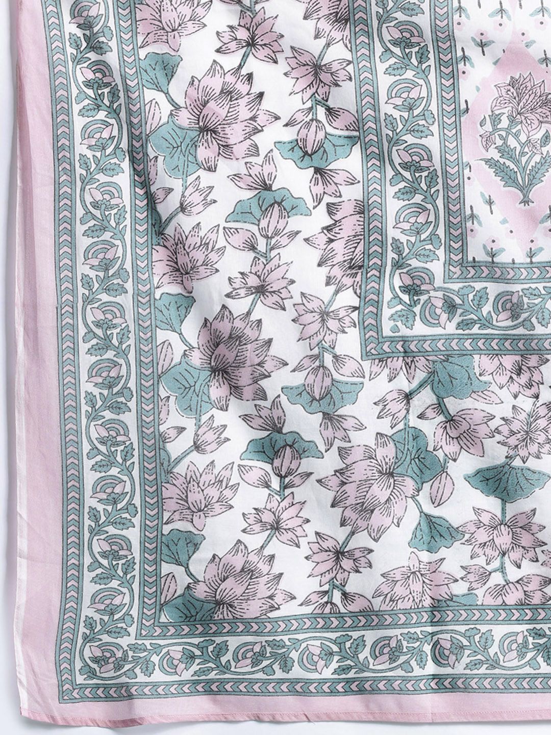 Women Floral Printed Pure Cotton Kurta with Trousers & With Dupatta