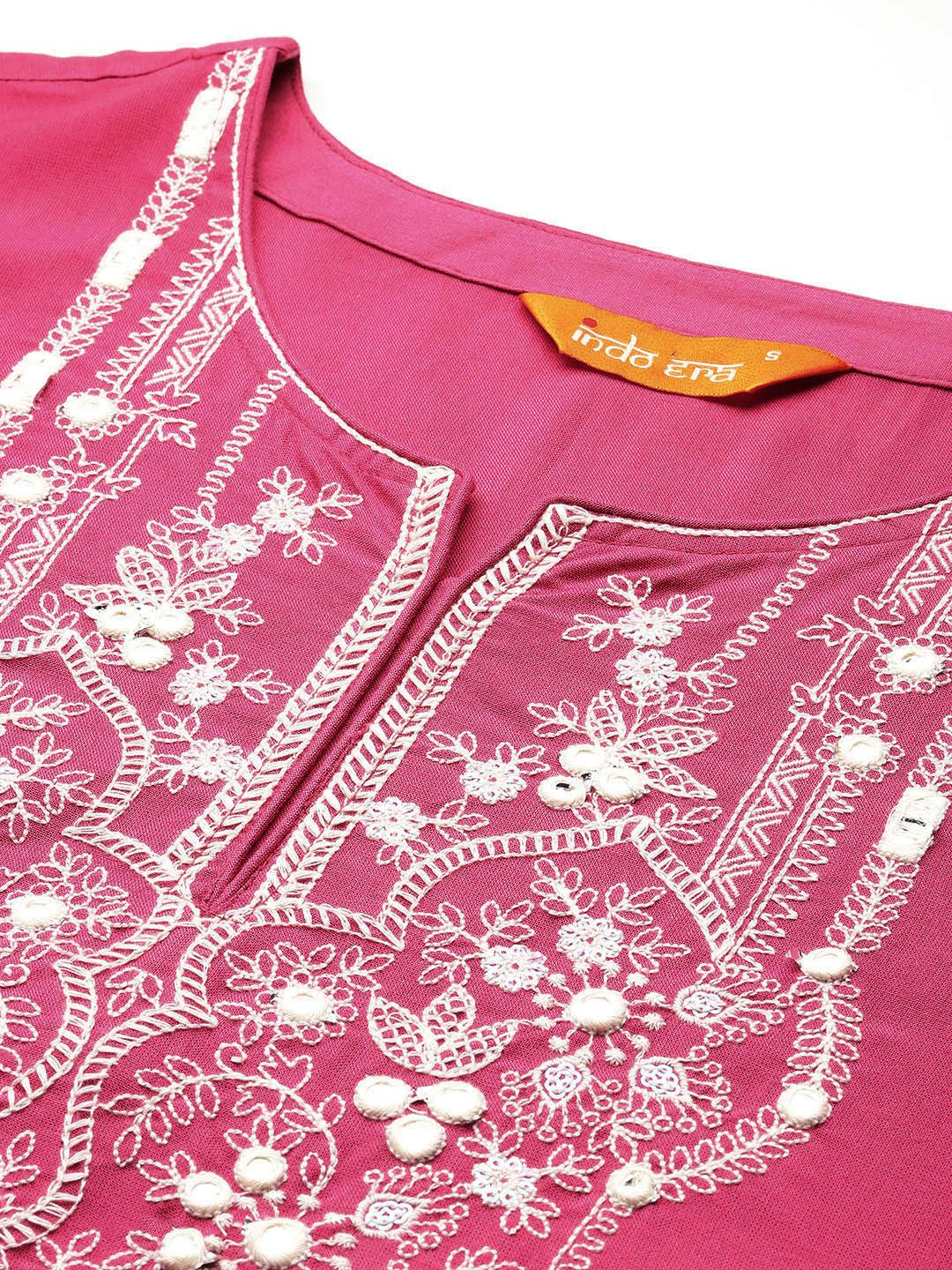 Dhiyona IE Floral Embroidered Thread Work Kurta