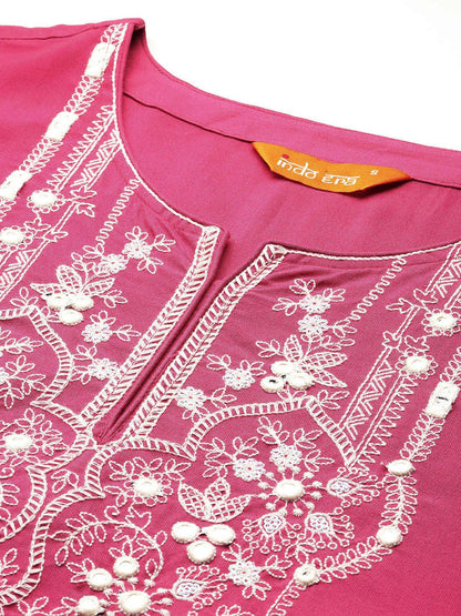 Dhiyona IE Floral Embroidered Thread Work Kurta