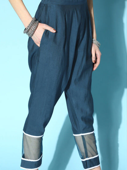 Dhiyona IE V-Neck Kurta with Trousers & Dupatta